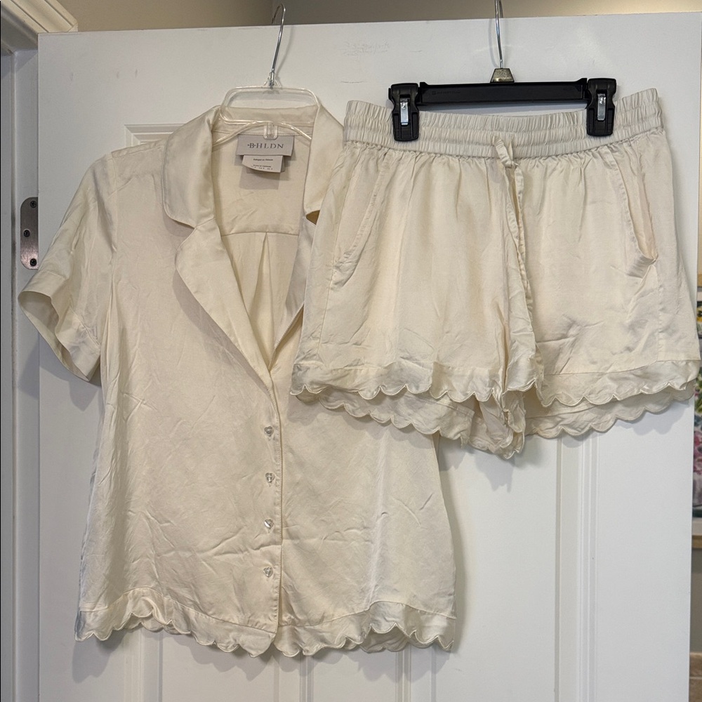 BHLDN Juniper Scalloped Short Pajama Set